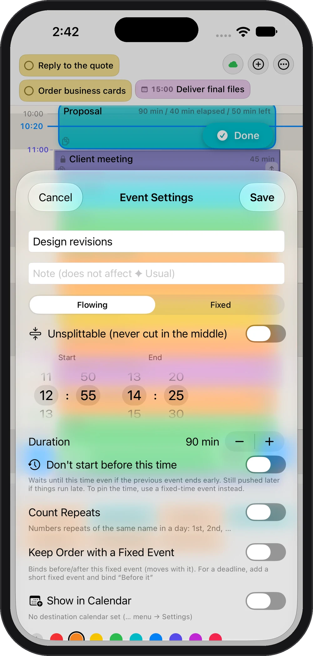 Event settings