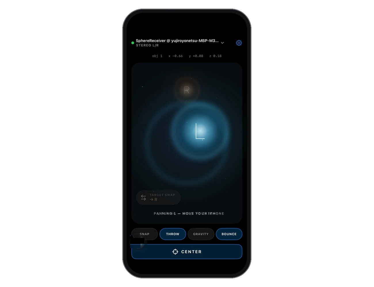 Swipe while you hold the sphere, and it throws. We built it this way to protect your display — there is no need to swing your iPhone around.